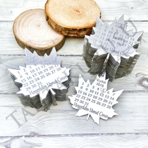 Pleksi ayna lazer kesim takvimli çınar